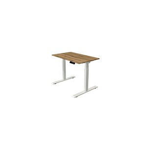 Kerkmann Move 1 stable elektrisch höhenverstellbarer Schreibtisch asteiche rechteckig, T-Fuß-Gestell weiß 100,0 x 60,0 cm