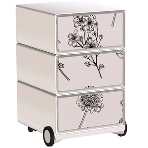 PAPERFLOW easyBox Garden Factory Rollcontainer weiß, bunt 60283 4 Auszüge 39,0 x 43,6 x 64,2 cm