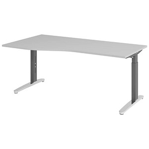 Hammerbacher Schreibtisch VXB, manuell höhenverstellbar, 85cm (H), 180x100cm (BxT), grau / graphit 4032062325773 Hammerbacher 4 Stück