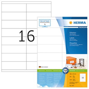 1.600 HERMA Etiketten 4427 weiß 105,0 x 35,0 mm