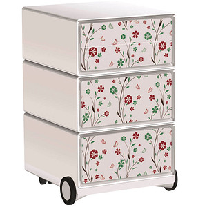 PAPERFLOW easyBox Garden Factory Rollcontainer weiß, bunt 60299 4 Auszüge 39,0 x 43,6 x 64,2 cm