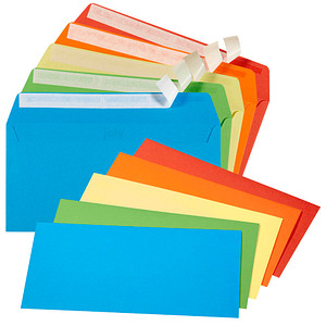 tecno Briefumschläge colors DIN lang+ ohne Fenster farbsortiert haftklebend 25 St.