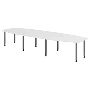 4032062316214 - HAMMERBACHER Konferenztisch KT40C weiß Tonnenform Rundrohr grau 4000 x 850 1300 x 720 - 740 cm 4032062316214 - HAMMERBACHER Konferenztisch KT40C weiß Tonnenform Rundrohr grau 4000 x 850 1300 x 720 - 740 cm