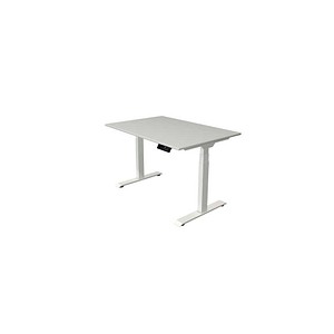 Kerkmann Move 1 stable elektrisch höhenverstellbarer Schreibtisch lichtgrau rechteckig, T-Fuß-Gestell weiß 120,0 x 80,0 cm
