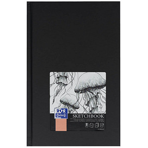 OXFORD Skizzenbuch Sketchbook DIN A5 blanko, schwarz Hardcover 96 Seiten