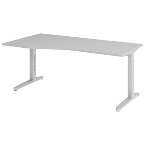 Hammerbacher Schreibtisch VXB, manuell höhenverstellbar, 85cm (H), 180x100cm (BxT), grau / silber 4032062325926 Hammerbacher 4 Stück