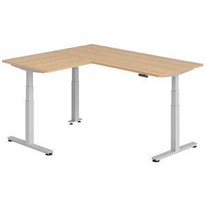 Hammerbacher Sitz-Steh-Schreibtisch VXDSM, elektrisch höhenverstellbar, 127cm (H), 160x180cm (BxT), eiche / silber 4032062327357 Hammerbacher 6 Stück