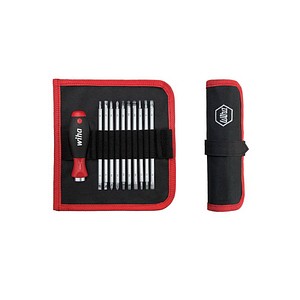 4010995035914 - Schraubendreher mit Wechselklingen Set system 6 (03591) 12 tlg für tiefliegende Schrauben Innensechskant Kreuz TORX Schlitz inkl Rolltasche - Wiha