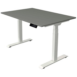 Kerkmann Move 1 stable elektrisch höhenverstellbarer Schreibtisch grafit rechteckig, T-Fuß-Gestell weiß 120,0 x 80,0 cm
