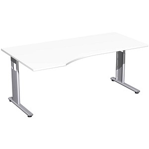 4038933477633 - Schreibtisch Flex S-617306-WS manuell höhenverstellbar 68-82cm (H) 180cmx80 100cm (BxT) Freiform weiß   silber 403893347763