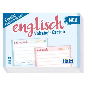 100 Häfft® Verlag Karteikarten Vokabel-Karten Englisch DIN A8 blau/rosa liniert