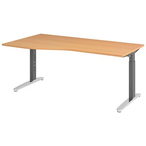 Hammerbacher Schreibtisch VXB, manuell höhenverstellbar, 85cm (H), 180x100cm (BxT), buche / graphit 4032062325797 Hammerbacher 4 Stück