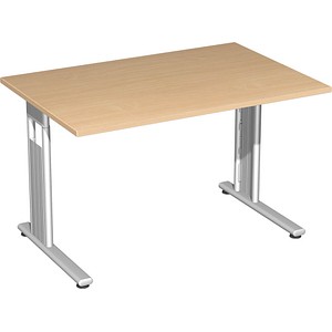 4038933159799 - Schreibtisch Flex S-617102-BS manuell höhenverstellbar 68-82cm (H) 120x80cm (BxT) rechteckig buche   Silber 4038933159799 Ge