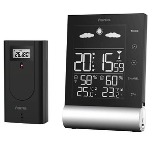 hama Black Line Wetterstation schwarz