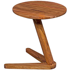4250950233270 - WOHNLING Beistelltisch Massivholz Sheesham Design Wohnzimmer-Tisch 45 x 45cm rund Nachttisch Natur-H