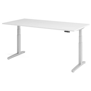 4032062171356 - HAMMERBACHER XBHM2E elektrisch höhenverstellbarer Schreibtisch weiß rechteckig C-Fuß-Gestell silber 2000 x 1000 cm