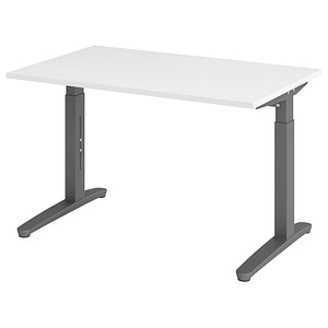 Hammerbacher Schreibtisch VXB, manuell höhenverstellbar, 85cm (H), 120x80cm (BxT), weiß / graphit 4032062172377 Hammerbacher 2 Stück