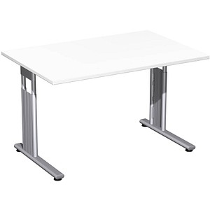 4038933477602 - Schreibtisch Flex S-617102-WS manuell höhenverstellbar 68-82cm (H) 120x80cm (BxT) rechteckig weiß   Silber 4038933477602 Ger