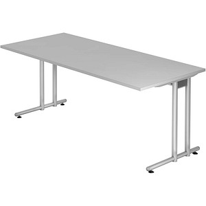 4032062028315 - HAMMERBACHER Prokura Schreibtisch lichtgrau rechteckig C-Fuß-Gestell silber 1800 x 800 cm 4032062028315 - HAMMERBACHER Prokura Schreibtisch lichtgrau rechteckig C-Fuß-Gestell silber 1800 x 800 cm