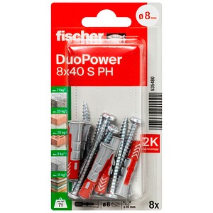 4048962240092 - fischer DuoPower 8x40 S PH K 2K 535480 Dübel mit Schrauben Ø 8 mm x 40 mm 8 Stück 4048962240092 - fischer DuoPower 8x40 S PH K 2K 535480 Dübel mit Schrauben Ø 8 mm x 40 mm 8 Stück