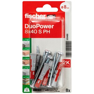 4048962240092 - fischer DuoPower 8x40 S PH K 2K 535480 Dübel mit Schrauben Ø 8 mm x 40 mm 8 Stück 4048962240092 - fischer DuoPower 8x40 S PH K 2K 535480 Dübel mit Schrauben Ø 8 mm x 40 mm 8 Stück