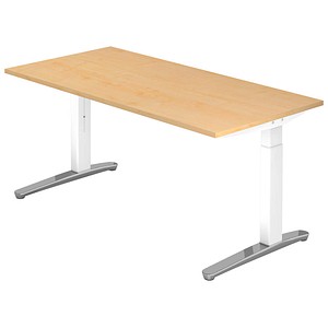 Hammerbacher Schreibtisch VXB, manuell höhenverstellbar, 85cm (H), 160x80cm (BxT), ahorn / weiß 4032062169384 Hammerbacher 3 Stück