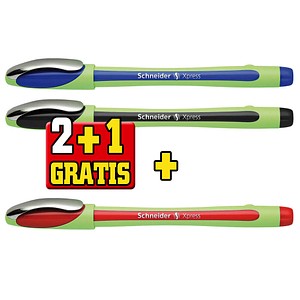 2 + 1 GRATIS: Schneider Xpress Fineliner farbsortiert 0,8 mm, 2 St. + GRATIS 1 Fineliner Xpress rot