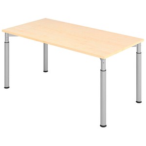 4032062183830 - VERA-ZWO - Schreibtisch mit 4-Fuß-Gestell höhenverstellbar BxT 1600 x 800 mm Platte Ahorn-Dekor Gestell alusilber 4032062183830 - VERA-ZWO - Schreibtisch mit 4-Fuß-Gestell höhenverstellbar BxT 1600 x 800 mm Platte Ahorn-Dekor Gestell alusilber