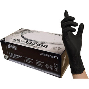 4059904035553 - Nitras Medical - nitras 8320 Black Wave Einmalhandschuhe - Einweghandschuhe puderfrei und extrem reißfest perfekt in einer Box zum Dosieren - Größe8