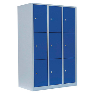 4061815519183 - Schließfachschrank 523331 Metall 3 Abteile mit 9 Fächern abschließbar 1185x180cm (BxH) blau 4061815519183 523331