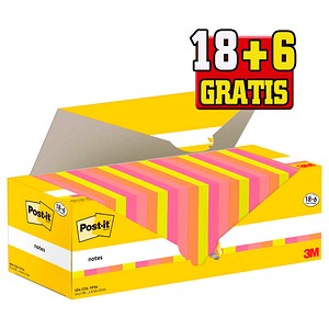 4064035128159 - Haftnotizen 654-COL-VP24 Notes Promotion 76x76mm je 1 x neongelb pink rosa vitalorange quadratisch 4064035128159 24 Stück