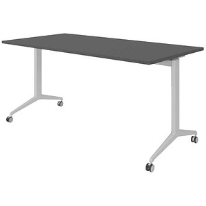 HAMMERBACHER Mehrzwecktisch graphit rechteckig, T-Fuß-Gestell silber, 160,0 x 80,0 x 75,0 cm