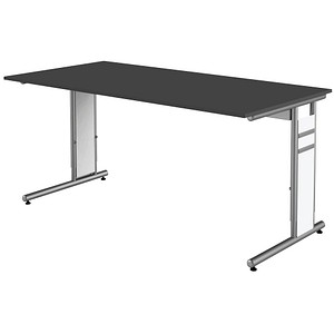 4044917431355 - Priola höhenverstellbarer Schreibtisch anthrazit rechteckig C-Fuß-Gestell silber 1600 x 800 cm 4044917431355 - Priola höhenverstellbarer Schreibtisch anthrazit rechteckig C-Fuß-Gestell silber 1600 x 800 cm