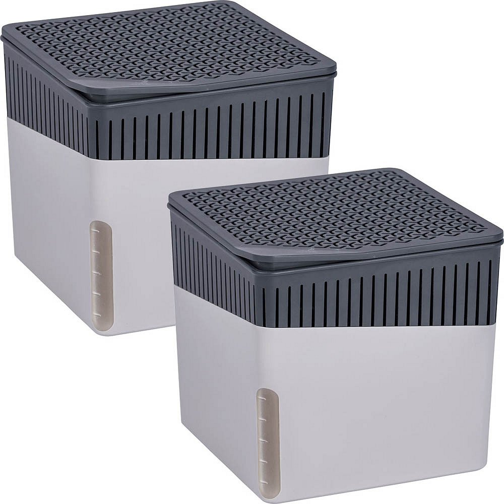 WENKO Raumentfeuchter 'Cube' – Für Räume Bis 40 M³, Mit 2x500 G Granulat, Ohne Strom, Beige