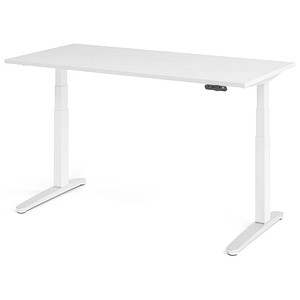 4032062168714 - Schreibtisch TOPAS LINE elektrisch höhenverstellbar C-Fuß B 1600 x T 800 x H 650-1300 mm weiß alusilber + Memoryschalter Kabelkanal 4032062168714 - Schreibtisch TOPAS LINE elektrisch höhenverstellbar C-Fuß B 1600 x T 800 x H 650-1300 mm weiß alusilber + Memoryschalter Kabelkanal