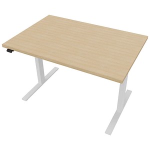 8029466045433 - Up&Up elektrisch höhenverstellbarer Schreibtisch eiche rechteckig C-Fuß-Gestell weiß 1200 x 800 cm