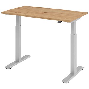 4032062189351 - Sitz-Steh-Schreibtisch Mini VXMST612 R S elektrisch höhenverstellbar 71-120cm (H) 120x672cm (BxT) rechteckig asteiche   Sil