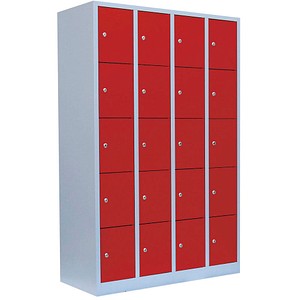 4061815518605 - Schließfachschrank 520544 Metall 4 Abteile mit 20 Fächern abschließbar 117x180cm (BxH) rot 4061815518605 520544