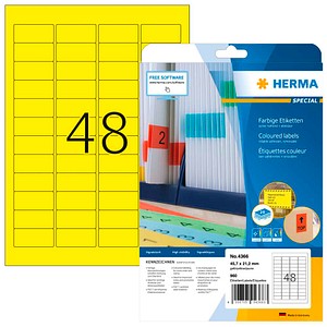 4008705043663 - HERMA Farbige Etiketten A4 457x212 mm gelb Papier matt 960 St - Gelb - Selbstklebendes Druckeretikett - A4 - Papier - Laser Inkjet - Entfernbar