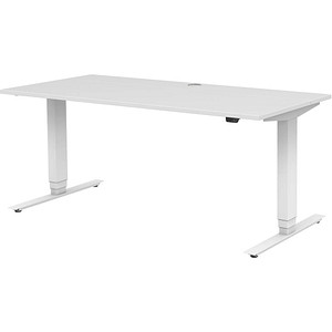 4059484217752 - Home Office Schreibtisch TEMPIO elektrisch höhenverstellbar geteilte Tischplatte mit Klappe B 1600 x T 700 x H 640-1280 mm weiß