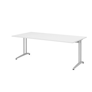 4032062149904 - HAMMERBACHER BS2E Schreibtisch weiß rechteckig C-Fuß-Gestell silber 2000 x 1000 cm