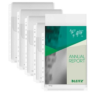 4002432363216 - Prospekthüllen Maxi 4757-30-03 niedrige Vorderseite mit Klappe und 20 cm Seitenfalte A4 transluzent genarbt oben offen mit K 5 Stück