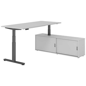 4032062330074 - Schreibtischkombination XDSM 19 höhenverstellbar 63-127cm (H) 160x80cm (BxT) rechteckig grau   graphit 4032062330074 Hammerb