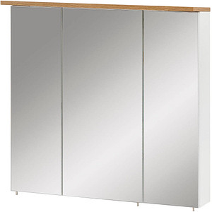 MÖBELPARTNER Spiegelschrank Jelda 142296 weiß glanz, eiche landhaus 70,4 x 23,7 x 72,3 cm