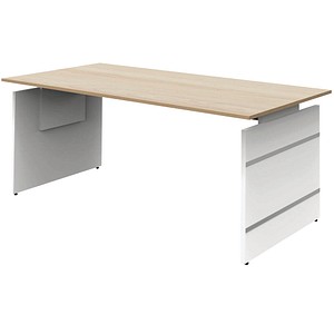 4044917435964 - Schreibtisch 11464150 manuell höhenverstellbar 68-76cm (H) 180cmx80cm (BxT) rechteckig ahorn weiß mit alusilbernen Applik 4044917435964 - Schreibtisch 11464150 manuell höhenverstellbar 68-76cm (H) 180cmx80cm (BxT) rechteckig ahorn weiß mit alusilbernen Applik