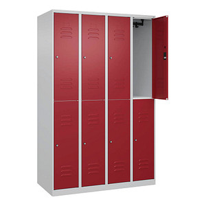4067521369227 - Spind Classic Plus lichtgrau rubinrot 080300-40-S10021 8 Schließfächer 1200 x 500 x 1850 cm 4067521369227 C+P-Möbel