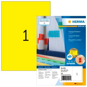 4008705044011 - HERMA 4401 Multifunktionsetiketten SuperPrint Gelb Rechteckig 100 Etiketten pro Packung