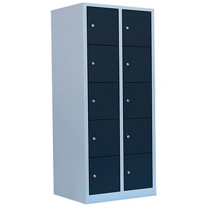 4061815519886 - Schließfachschrank 523528 Metall 2 Abteile mit 10 Fächern abschließbar 80x180cm (BxH) anthrazit 4061815519886 LÜLLMANN 4061815519886 - Schließfachschrank 523528 Metall 2 Abteile mit 10 Fächern abschließbar 80x180cm (BxH) anthrazit 4061815519886 LÜLLMANN