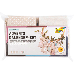 4001868115598 - Folia Adventskalender-Set Basic Stoffbeutel 49-teilig