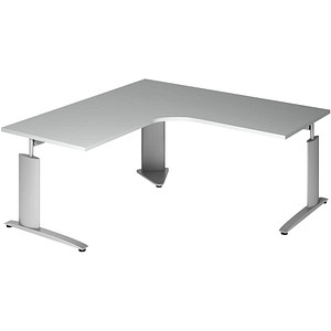 4004479148832 - röhr Techno höhenverstellbarer Schreibtisch hellgrau L-Form C-Fuß-Gestell silber 1800 x 800 1000 cm 4004479148832 - röhr Techno höhenverstellbarer Schreibtisch hellgrau L-Form C-Fuß-Gestell silber 1800 x 800 1000 cm